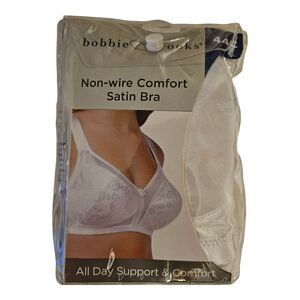 Bobbie Brooks White Comfort Satin Bra with Adjustable Straps Size 44C